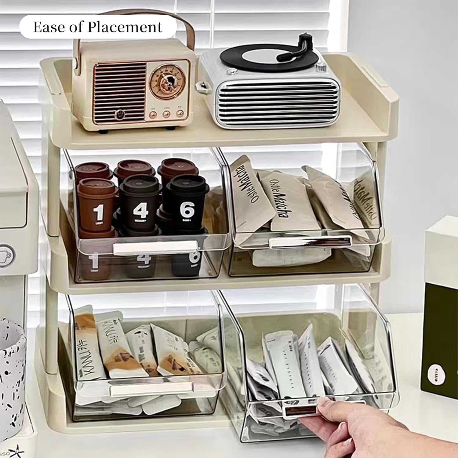 Multi Layer Desktop Rack, Coffee Capsule Organizer, Tea Bag Storage Rack, Durable Plastic Desktop Organizer, Office Desktop Organizer Multi Layer Desktop Rack, Coffee Capsule Organizer, Tea Bag Storage Rack, Durable Plastic Desktop Organizer, Office Desktop Organizer
